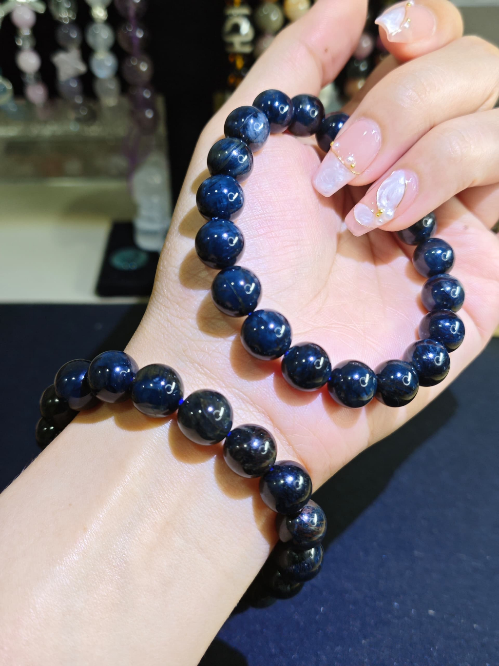 Natural Blue Pietersite 天然蓝彼得石手串