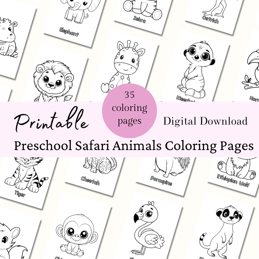 [PRINTABLE SOFT COPY PDF FILE] Safari Animals Digital Coloring Book for ...