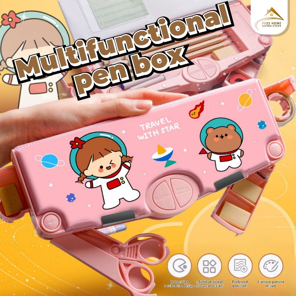 Pencil Box Cartoon Pencilcase Multifunctional Stationery Storage Box ...