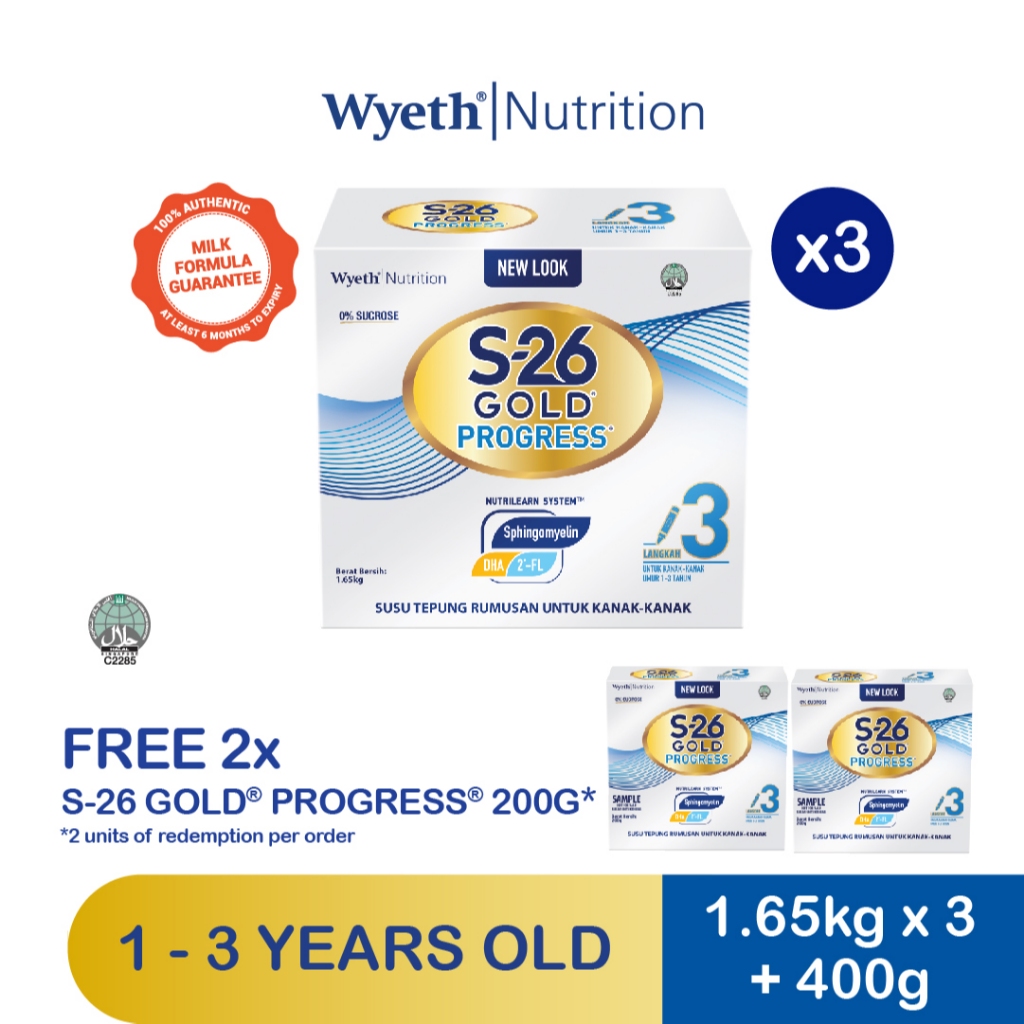 S-26 GOLD® PROGRESS® Formulated Milk Powder for Children (1.65kg x 3 ...