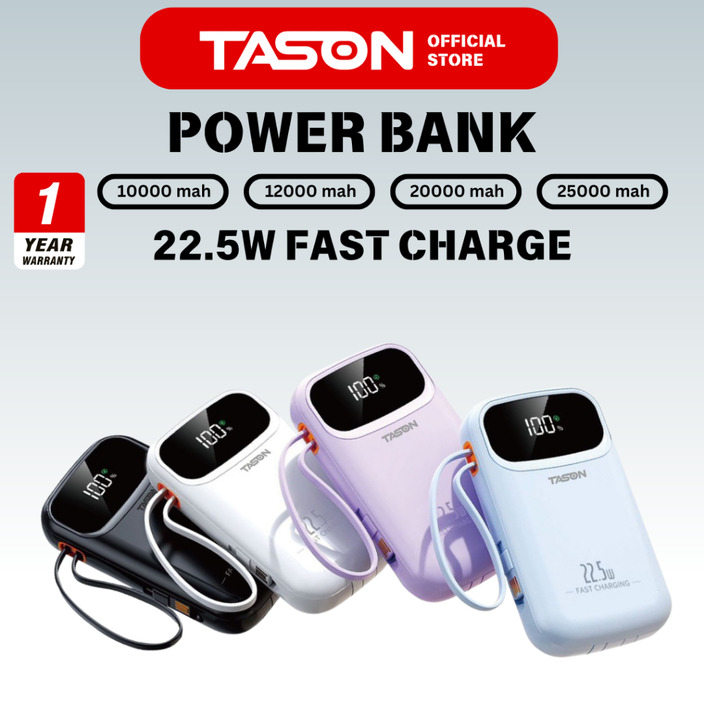 TASON CCC Certified Powerbank Asal pengecasan pantas PD22.5W Mudah Alih ...