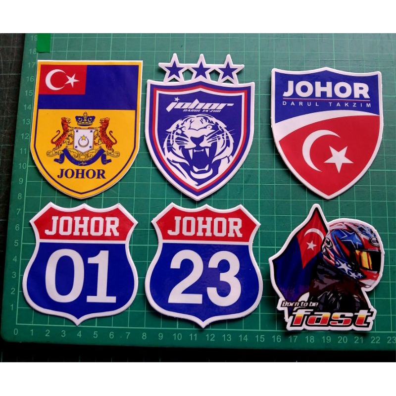 sticker Jata Johor, JDT, Johor Bulan bintang, 01, 23, Arai Johor, Flag ...