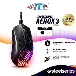 SteelSeries Aerox 3 Wired Ultra Lightweight Super-Fast Gaming Mouse with AquaBarrier™ | Ultra Lightweight | Stunning RGB