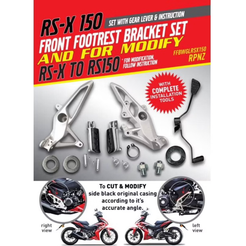 HONDA RSX150 FRONT FOOTREST BRACKET SET AND MODIFY RS-X TO RS150 SET ...