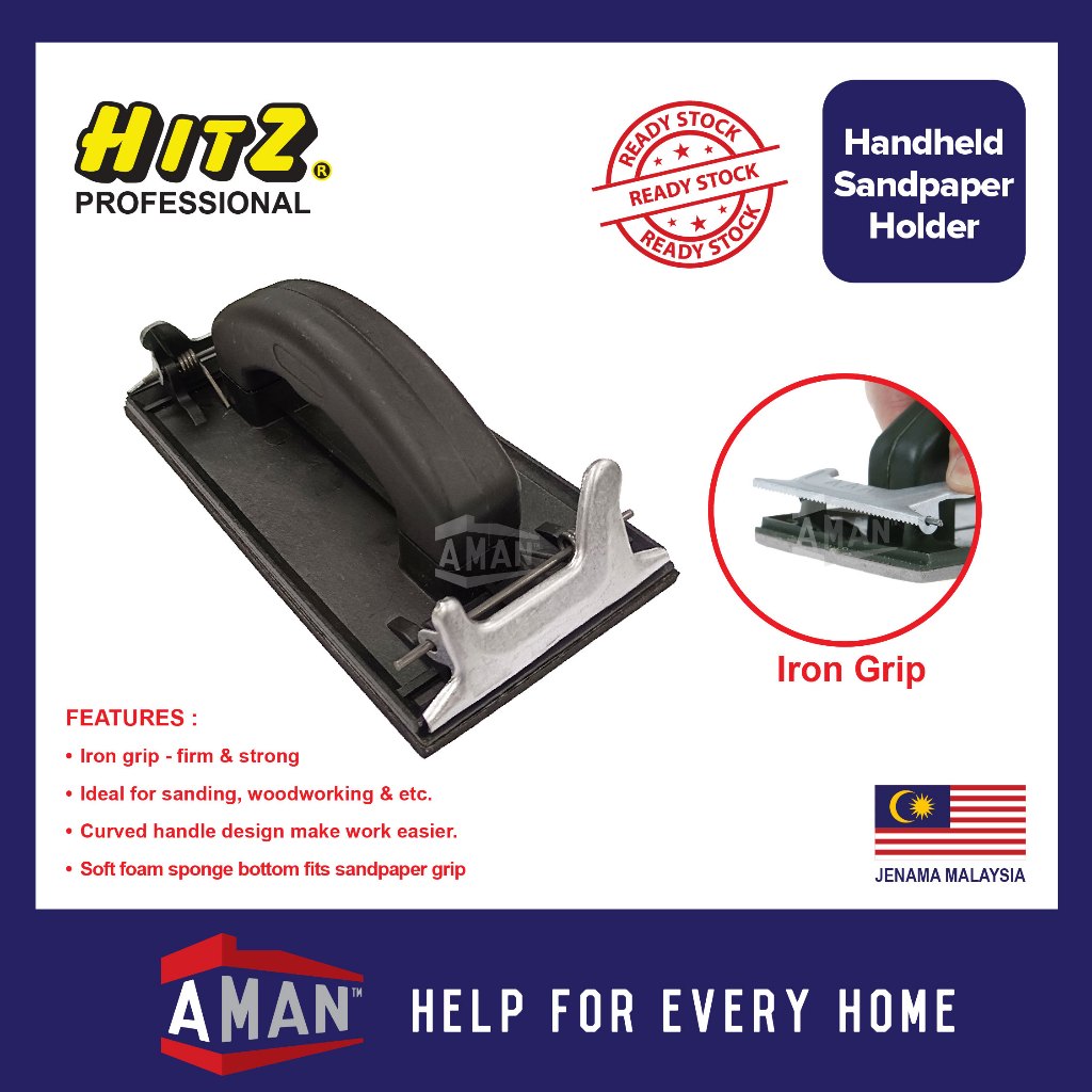 HITZ Handheld Black Hand Sander Sand Paper Holder Clip Wood Working ...