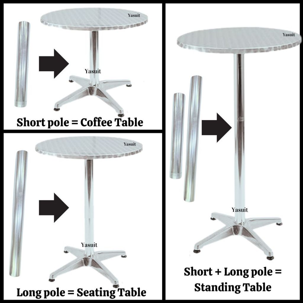 Stainless Steel Bar Table Cocktail Standing Seating Coffee Aluminium ...
