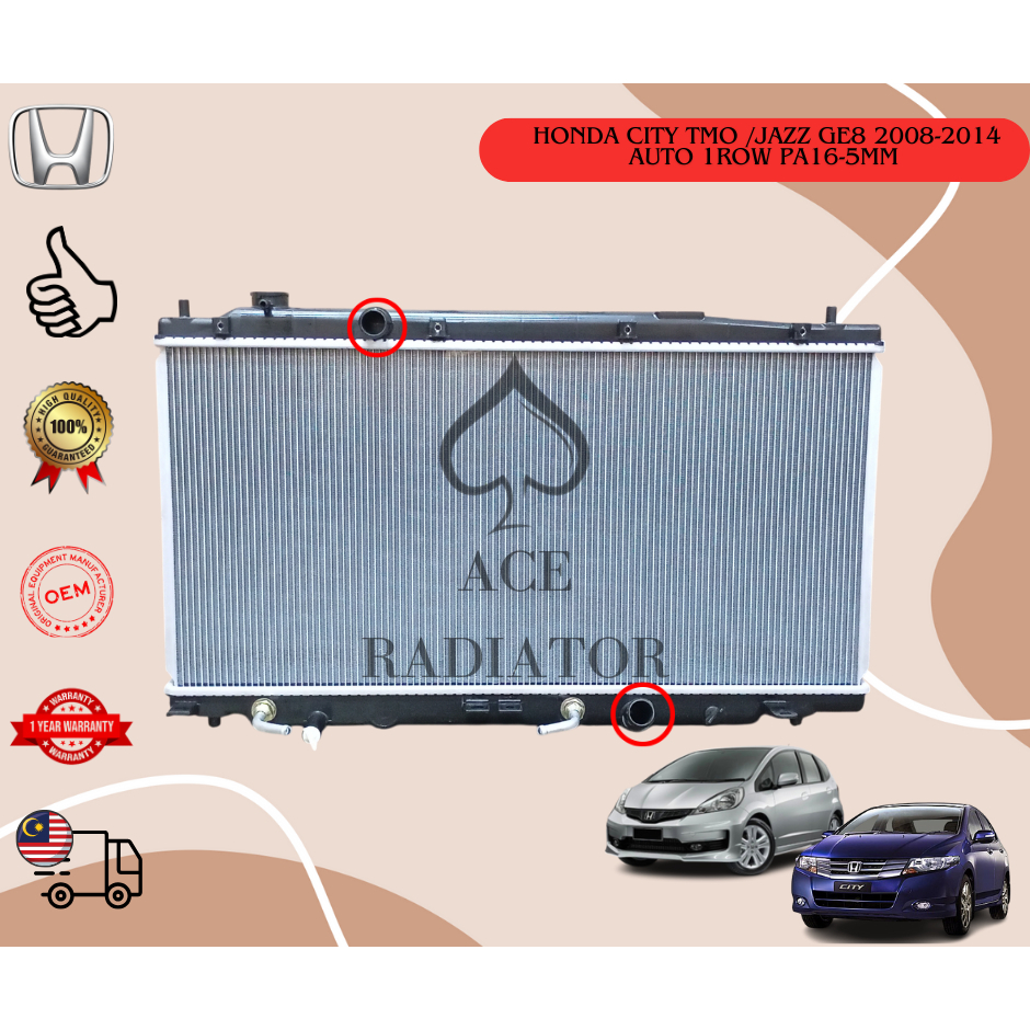 HONDA CITY TMO / HONDAJAZZ GE8 2008-2014 AUTO/MANUAL OEM RADIATOR ASSY ...