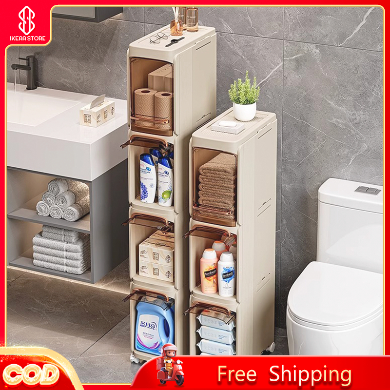 IKEA Bathroom Cabinet Slim Plastic Drawer Gap Storage Cabinet Foldable Toilet Storage Cabinet ...