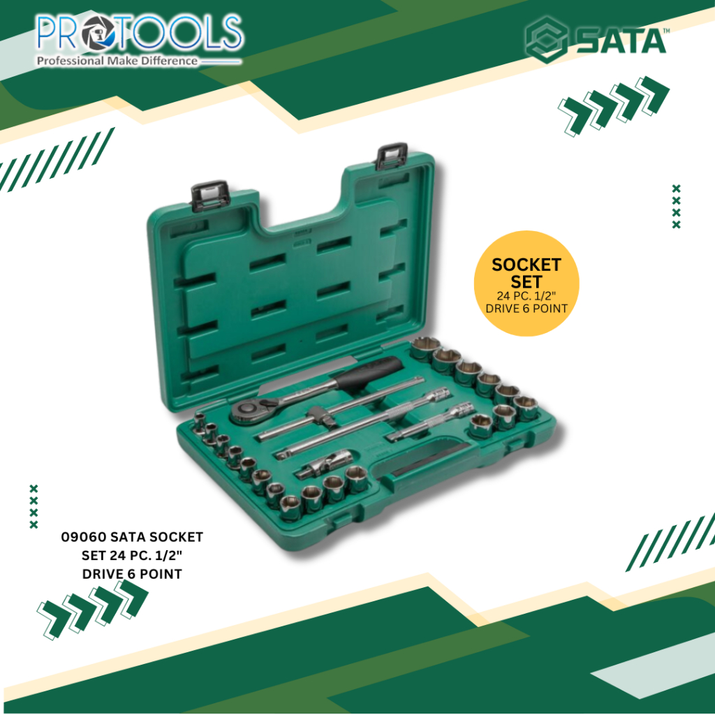 SATA 24 Pc. 1/2″ Drive 6 Point Metric Socket Set 09060-6 | Shopee Malaysia
