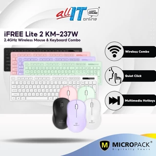Micropack KM-237W iFREE Lite 2 Wireless Mouse and Keyboard Combo with Multimedia Hotkeys, Silent Click, Ergonomic Design