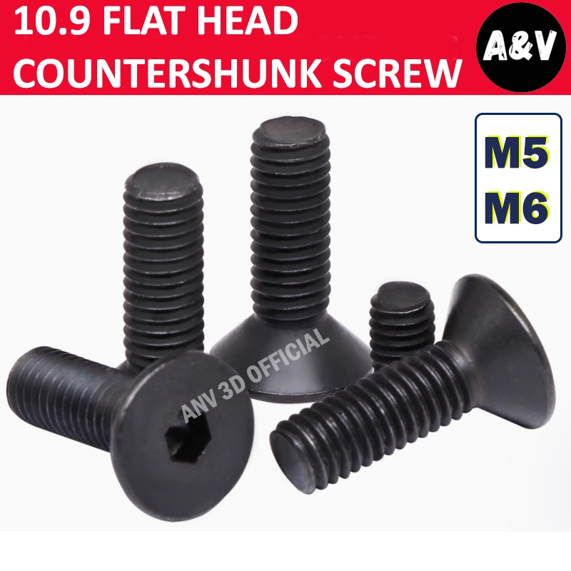 [M5 M6] Grade 10.9 High Tensile Countersunk Flat Head Screw Hexagon ...