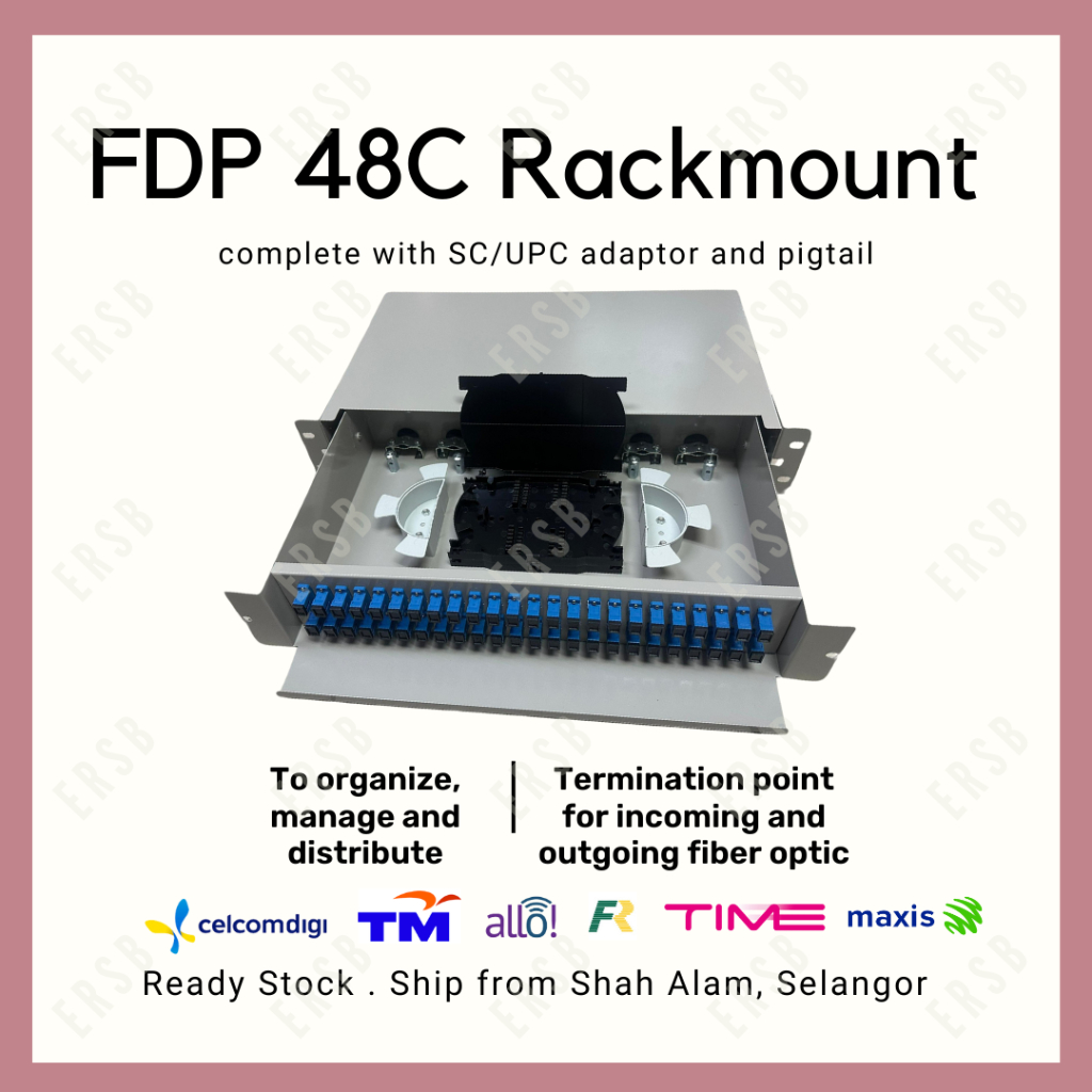Fiber Distribution Panel (FDP) 48C Rack Mounted Complete with Adaptor ...