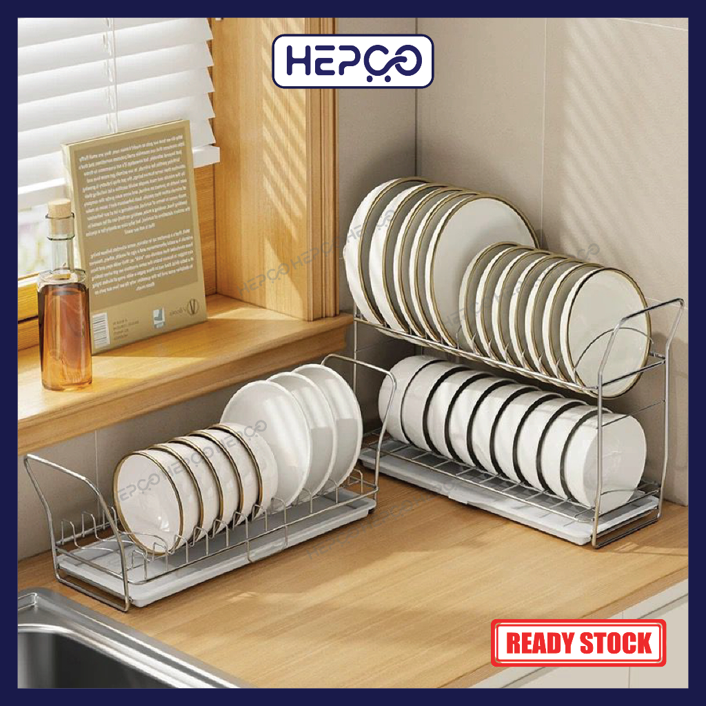 Stainless Steel Dish Rack Countertop Rack With Drain Tray Multifunction ...