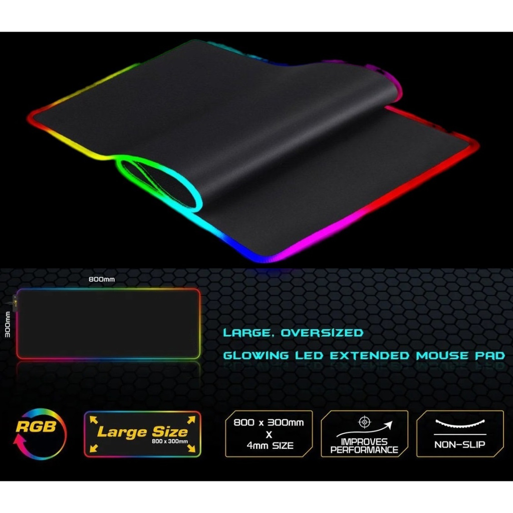 Colourful Led Light Mouse Pad (Big Sized) | Shopee Malaysia