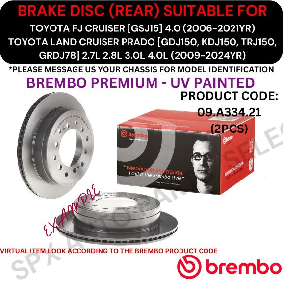 BREMBO GENUINE DISC ROTOR (REAR) FOR TOYOTA FJ CRUISER [GSJ15] / LAND ...