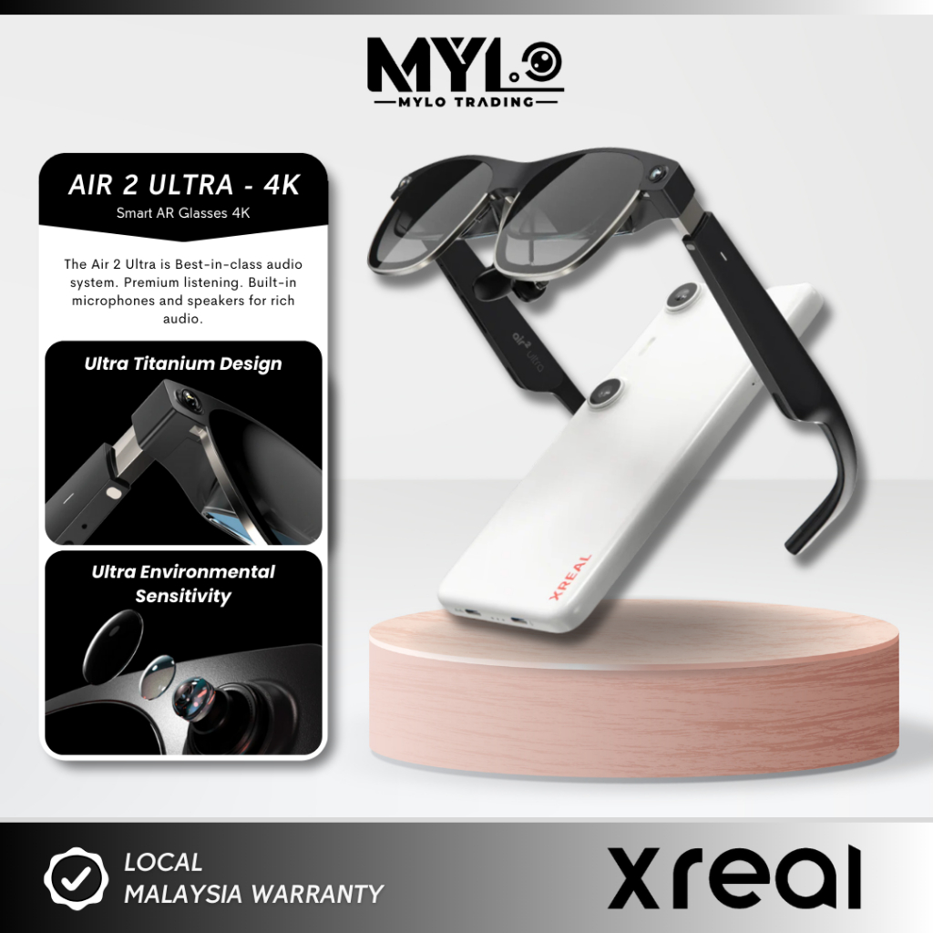 Lunettes AR XREAL Air 2 Ultra - Écran Géant Virtuel 4K, 6 DoF, Connexion USB-C, Réalité Augmentée