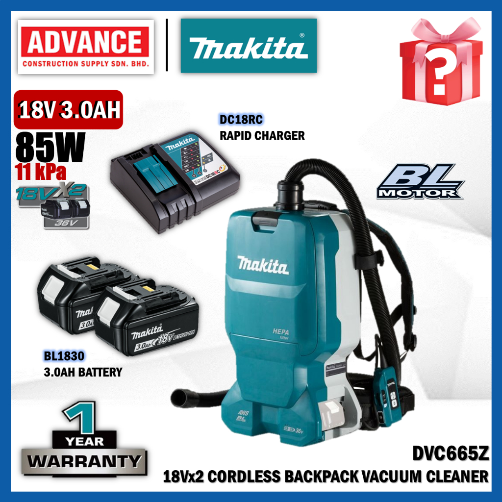 MAKITA DVC665Z 18Vx2 Cordless Backpack Vacuum Cleaner Shopee