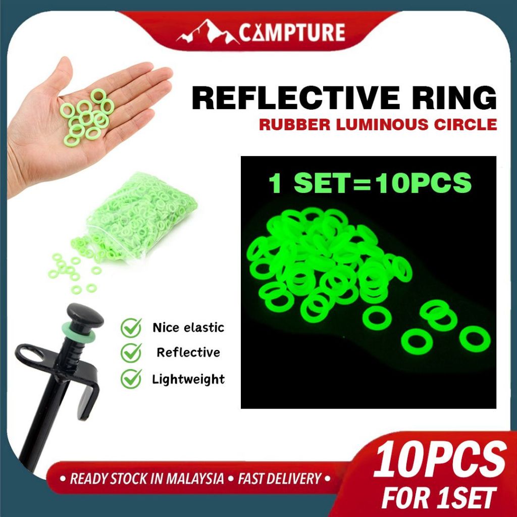 【CAMPTURE】10PCS SET CAMP NAIL FLUORESCENT RING Tent Peg Reflective Ring ...
