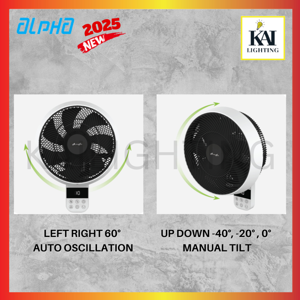 Alpha Motto Wall Fan B32 Remote Control 10 speeds (DIGITAL SCREEN ...