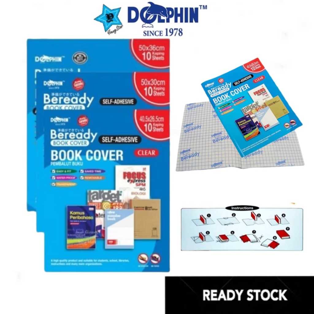 Dolphin Self-Adhensive Clear Book Cover Wrapper Sticker Book Cover ...