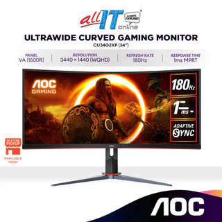 AOC CU34G2XP 34" Curved Gaming Monitor 34" (3440×1440) WQHD UltraWide 21:9 | 180HZ | 1MS | Adaptive Sync | VA 1500R
