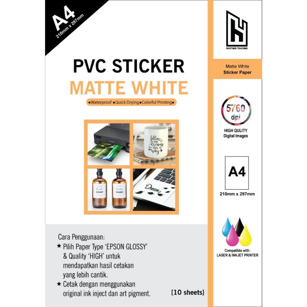 PVC PAPER STICKER WHITE MATTE A4 SIZE WATER PROOF (10PCS) | Shopee Malaysia