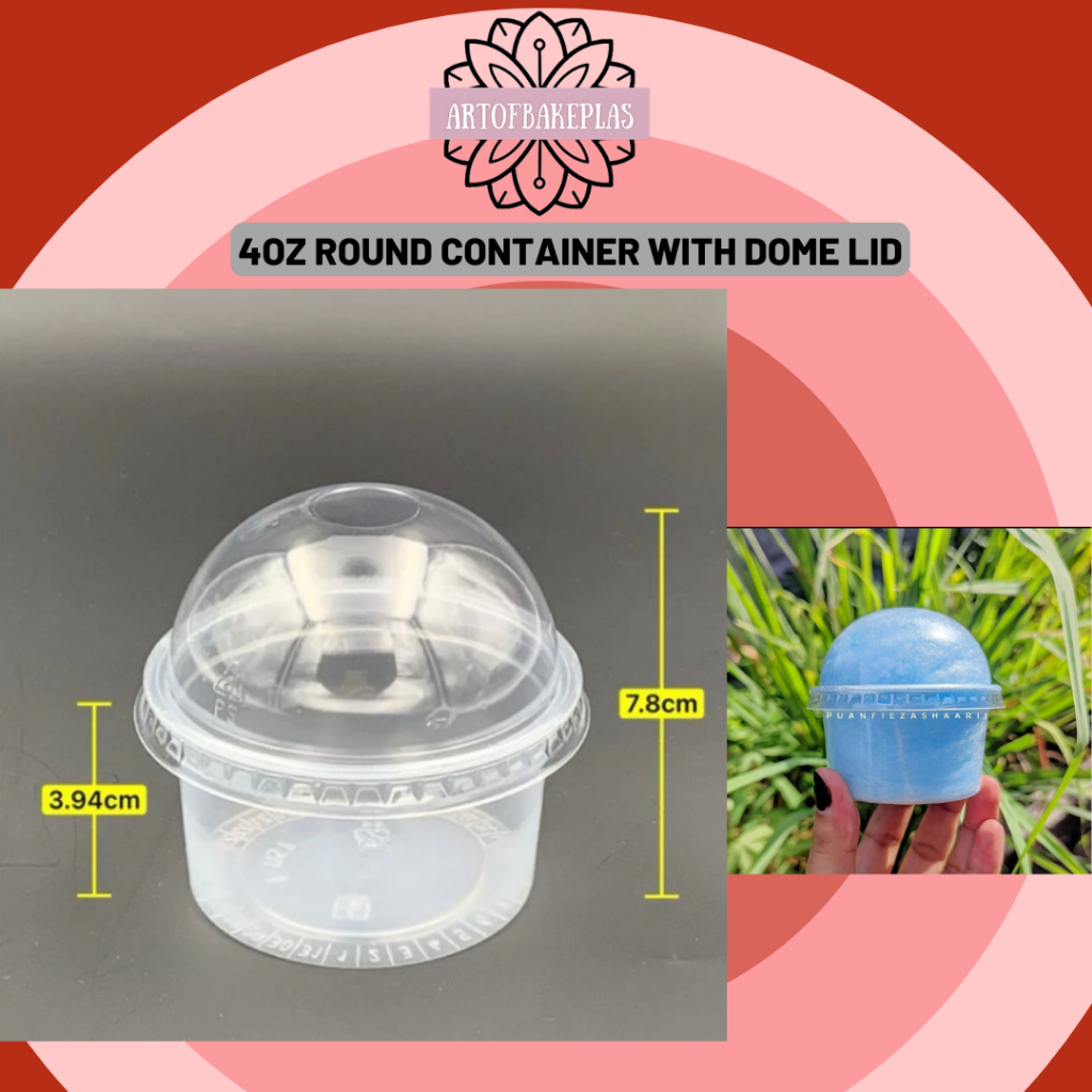 Round Container with Dome Lid 4oz 6oz 8oz {100pcs}/ Disposable Plastic ...