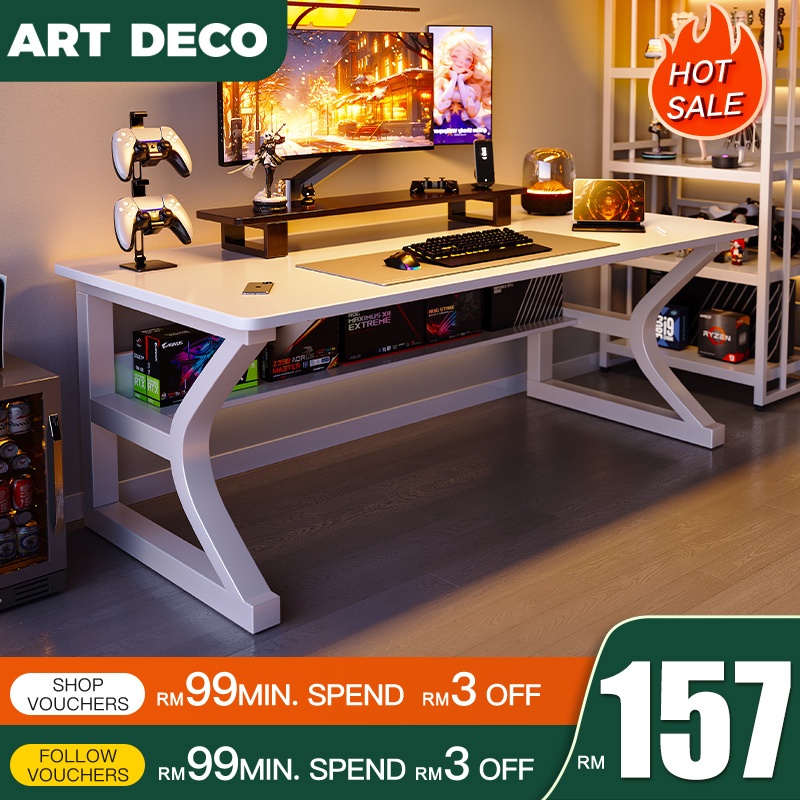 Gaming Table White High Quality Computer/Study Table Meja Belajar ...