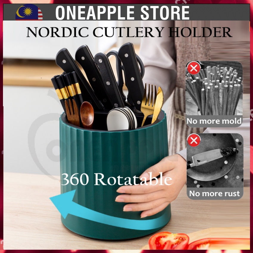 Cutlery Holder 360° Rotating Multifuntion Knife Chopstick Holder Spoon ...