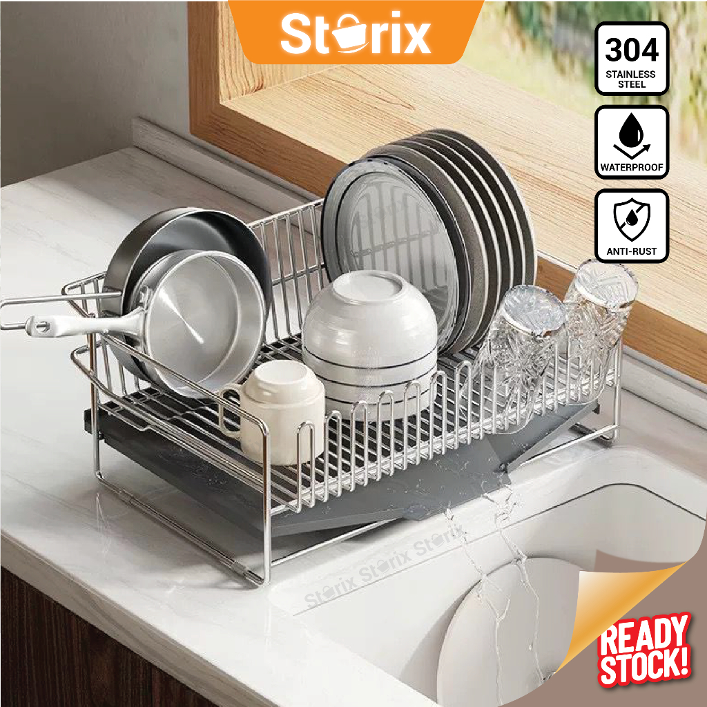 Storix 304 Stainless Steel Dish Drainer Drain Basket Rack Sink Drainer ...