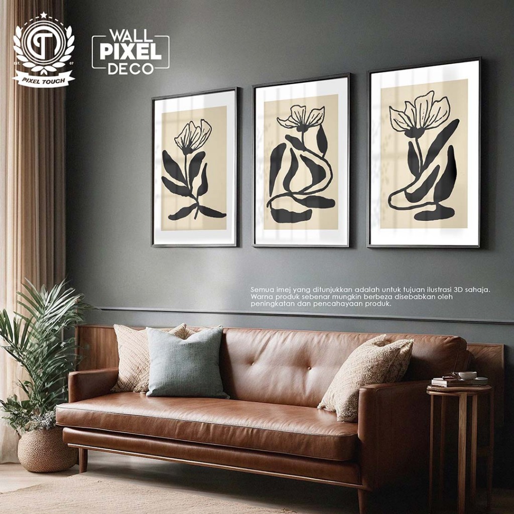 Frame Minimalist Aesthetic leaves Moden Gambar Seni Hiasan Deko Dinding ...