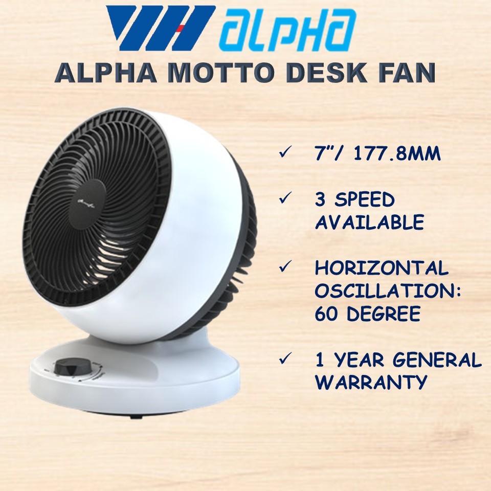 Alpha Motto Desk Fan, Model: DT60, 1 Year General Warranty | Shopee ...