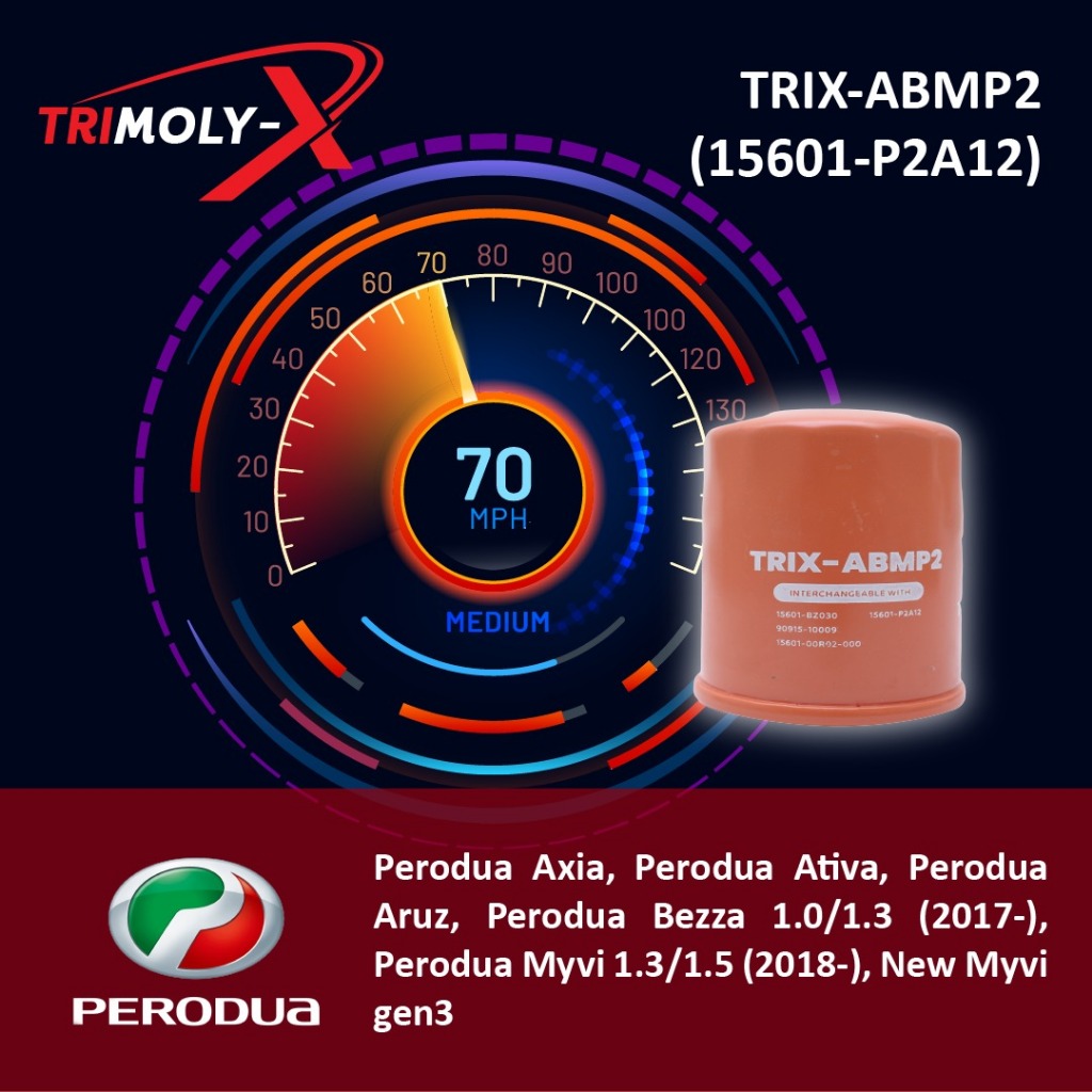 TRIMOLY-X TRIMOLYX Oil Filter TRIX-ABMP2 - Perodua Axia Bezza Aruz New ...
