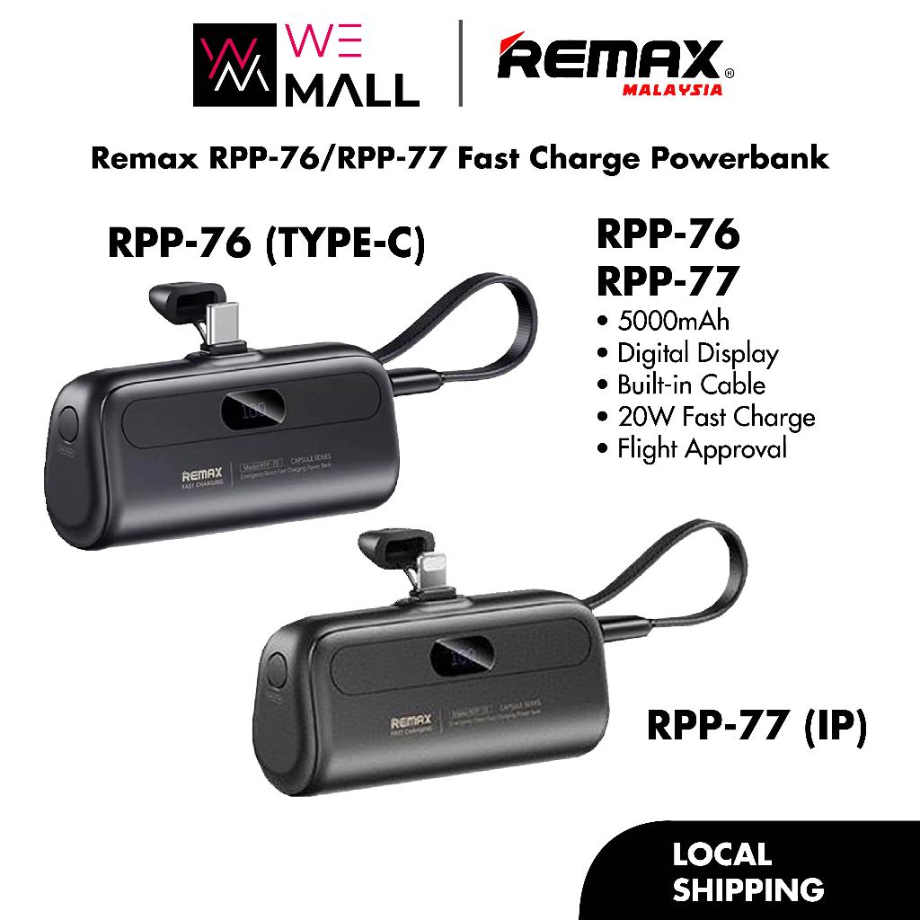 [NEW] Remax RPP-76 CAPSULE SERIES 5000mAh 20W Fast Charge Portable ...