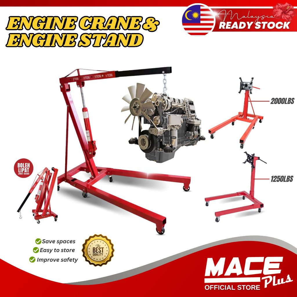 Heavy Duty Foldable Engine Crane Lifter Engine Stand 1250lbs / 2000lbs ...