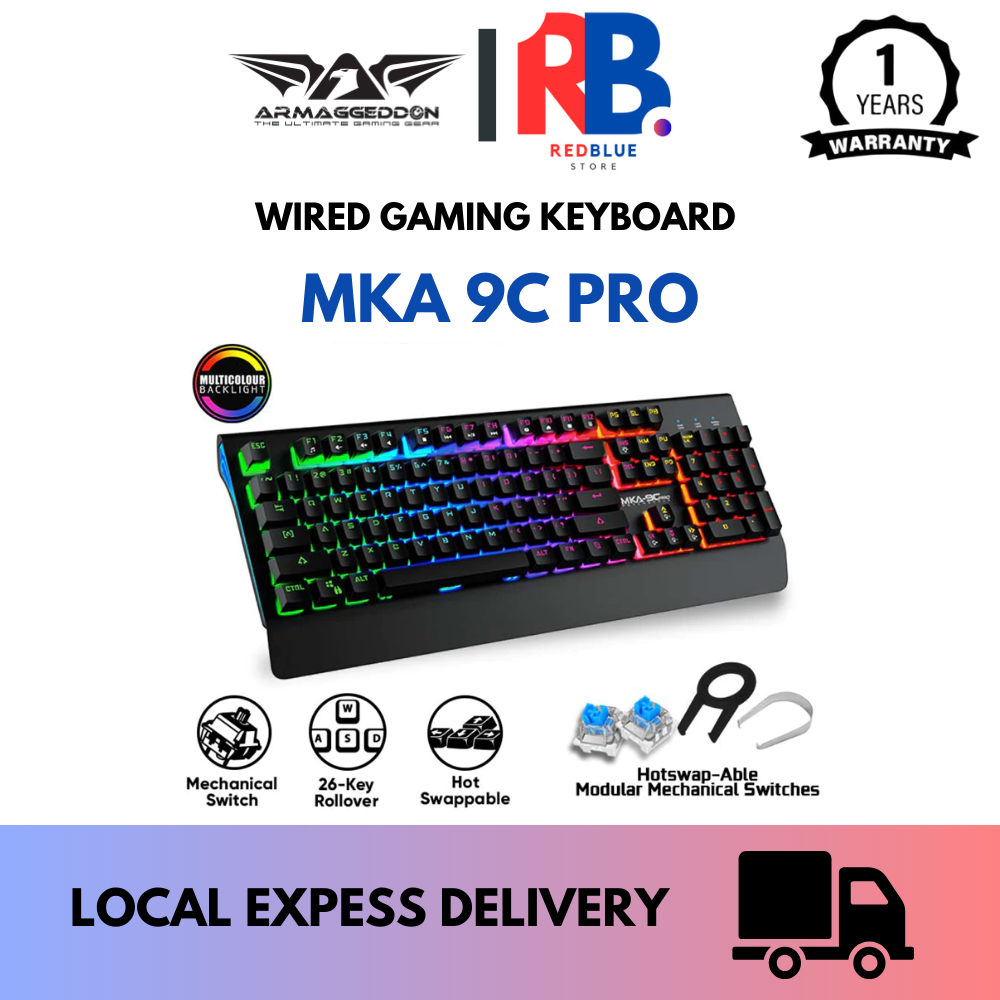 Armaggeddon MKA-9C PRO Blue Switch 104 Keys Mechanical Gaming Keyboard ...