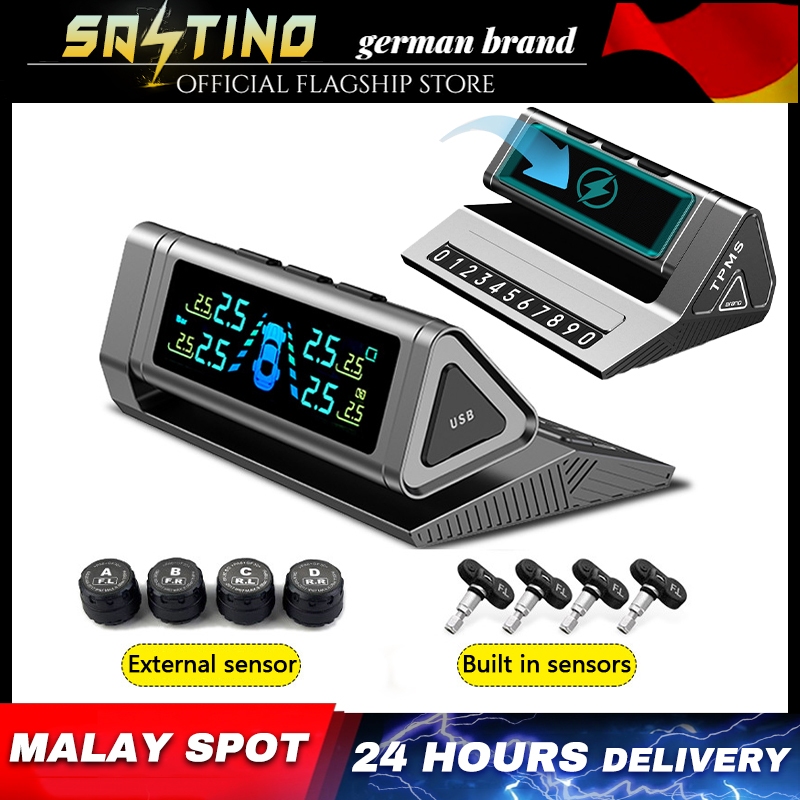 SANTINO Solar Powered TPMS Tire Pressure and Temp Monitoring Sensor ...