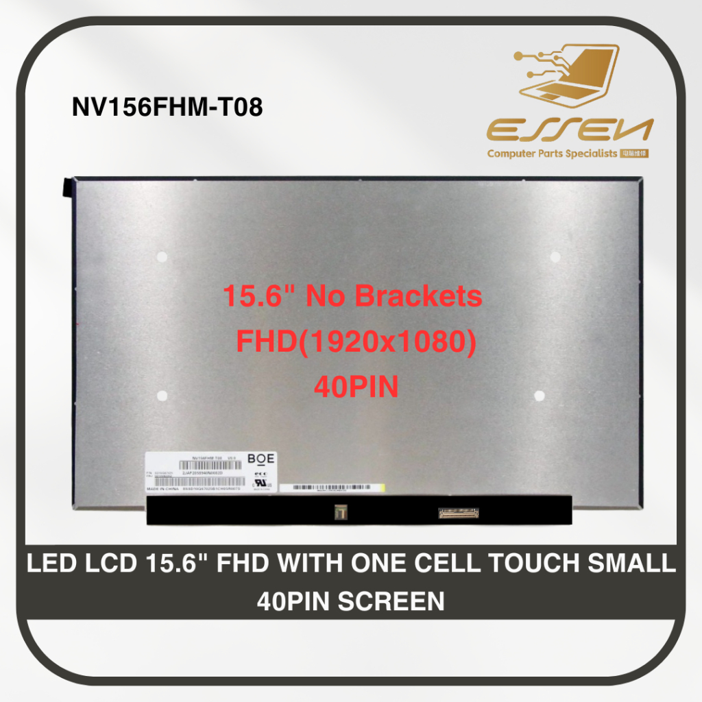 Écran Tactile LCD LED 15.6 Pouces FHD 1920x1080 - Réf. NV156FHM-T0C - Connecteur 40PIN - Neuf Visiodirect