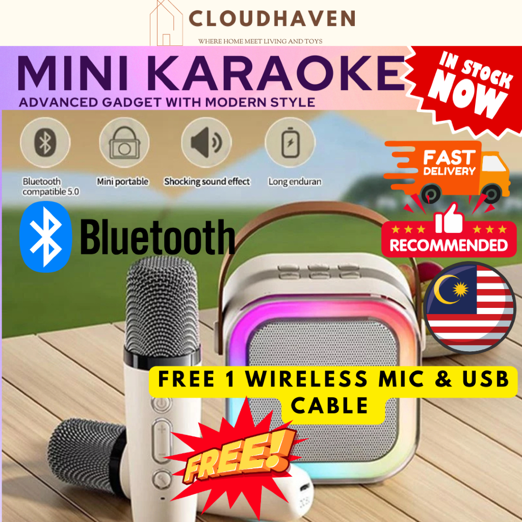K12 Wireless Karaoke Mini Portable Bluetooth Speaker with Mic, Home ...