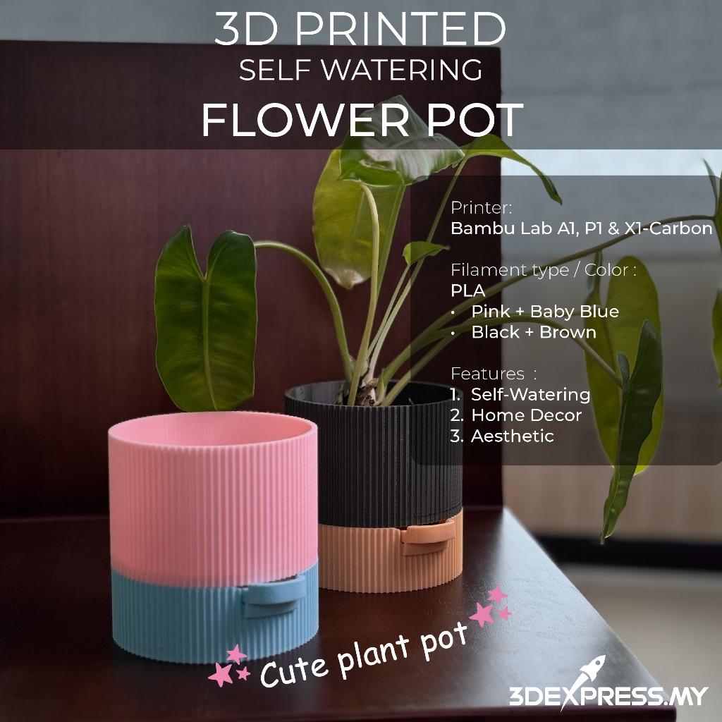 [3D PRINTED] Colorful Self Watering Flower Pot