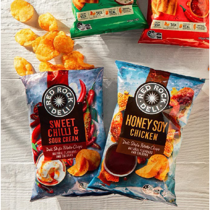 Red Rock Deli Roast Dijon Mustard & Honey/Trio Of Cheeses Potato Chips ...
