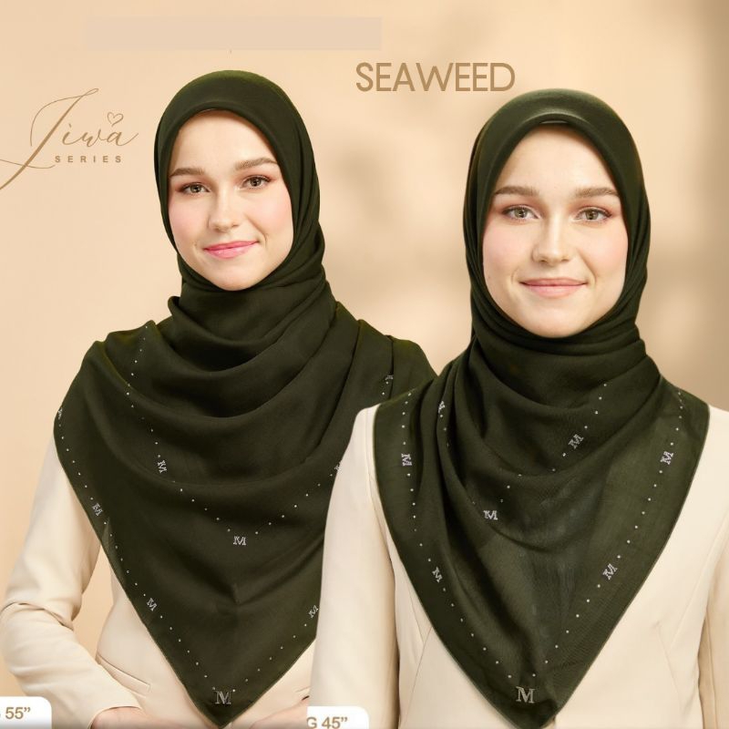 MINAZ JIWA | IRIS Bawal Plain Stone • Bidang 45" dan 55" Tudung Labuh