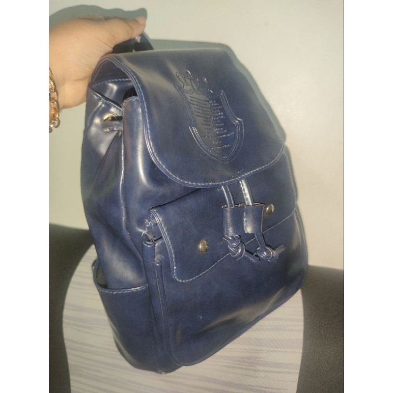 Branded Bundle Blue Black Leather Bagpack Shopee Malaysia