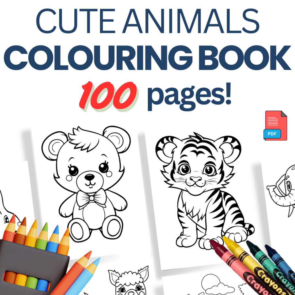 PDF | Cute Animal Colouring Book For Kids | Coloring - 100 pages ...