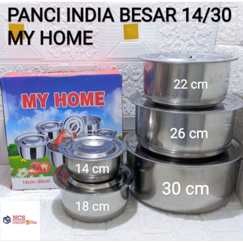 My HOME Large Indian Pot Set 5-Size High Quality Stainless Steel Stock ...