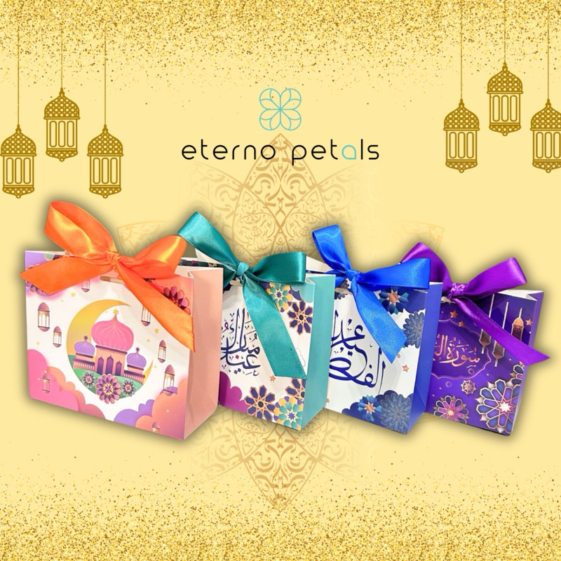 1psc Raya mini Goodies bag with ribbon( Colourful goodies bag for hari ...