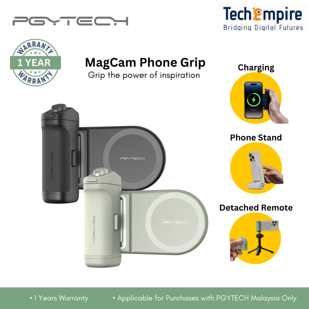 Kit Poignée Téléphone PGYTECH MagCam 3 En 1 - Charge Sans Fil MagSafe, Télécommande Bluetooth, Support Amovible