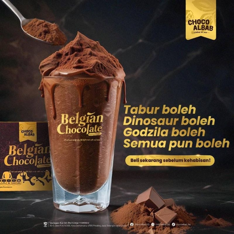 🔥READY STOCK🔥 BELGIAN CHOCOLATE DRINK (AIR COKLAT PREMIUM) CHOCO ALBAB ...