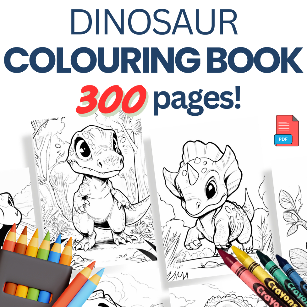 PDF | Cute Dinosaur Colouring Book For Kids | Coloring - 300 pages ...