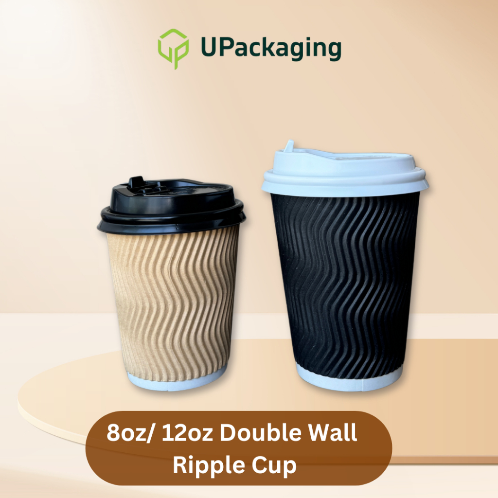 [50 Pcs] WAVY RIPPLE DOUBLE WALL CUP 8oz 12oz Disposable Paper Cups ...